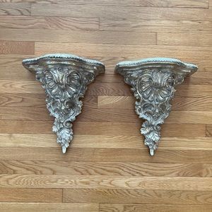 Two Soft Gold Distressed Wall Sconces